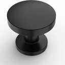 Amerdeco 10 Pack Matte Black Cabinet Knobs 1.2 Inch(30mm) Single Hole Cabinet Handles Round Dresser Knobs Drawer Knob for Bathroom Cabinets