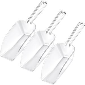 4 Pcs Clear Plastic Ice Scoop Set, Small Acrylic Serving Scoops For Candy Buffet, Canisters, Dry Goods Multi-Purpose Kitchen Food Scoop For Coffee, Tea, Flour, Wedding Desserts (7.8 Inch Long) (Large (3 pieces))