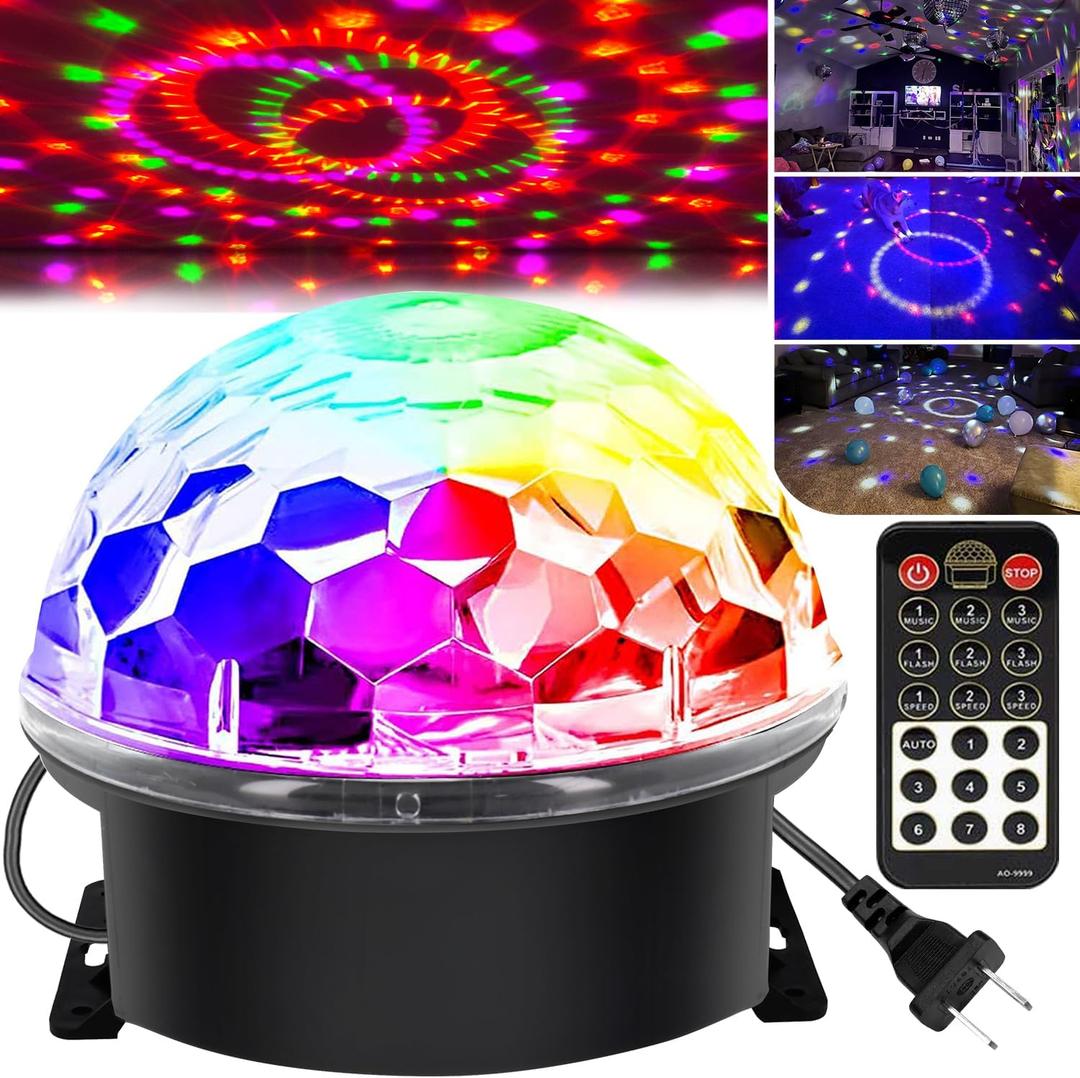 memzuoix 2025 Upgrade Disco Ball Party Lights Dj Strobe Light with 6 Colors, Sound Activated Big-Size Magic Stage Party Light with Remote Control, Halloween Decorations Bar Home Club (7'' Big Size)