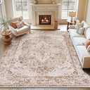 Lofus 8x10 Area Rugs for Living Room, Washable Area Rug, Rugs for Bedroom, Kitchen, Vintage Boho Carpet, Soft Non-Slip, Low Pile Large Area Rug for Office Dining Room, Vintage Beige Brown (8' x 10' (Rectangular))