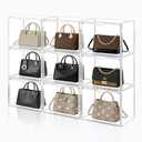Cutora 9 Pack Acrylic Purse Storage Organizer for Closet, Stackable