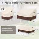 Rileytee Patio Furniture Set Covers, 4 Pcs 600D Heavy Duty 100% Waterproof Outdoor Furniture Cover, Fit Patio Loveseat, Chair and Coffee Table (Beige & Brown)