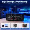 Romicta AK50MAX Stereo Audio Amplifier, Home Audio Stereo Receiver Bluetooth 5.0 with 400W 2.0 Channel FM Radio, Echo, USB, SD Card, AUX with Remote Control Home Theater Audio Stereo System