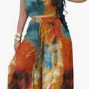 Two Piece Sets for Women Summer Outfits Crop Tops and Wide Leg Pants Sets Sexy Jumpsuits Vacation Outfits with Pockets Size L