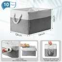 FoldTier 10 Pack Large Collapsible Fabric Storage Baskets with Handles Decorative Storage Bins for Organizing Shelves Toys Clothes(White & Gray,16 x 12 x 10 Inches)