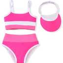 MINIFEIKO 2T Toddler Girls Bikini Swimsuit Adjustable Bathing Suit Swimming Hot Pink 2-3T