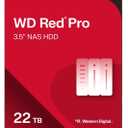 Western Digital 22TB WD Red Pro NAS Internal Hard Drive HDD - 7200 RPM, SATA 6 Gb/s, CMR, 512 MB Cache, 3.5" - WD221KFGX