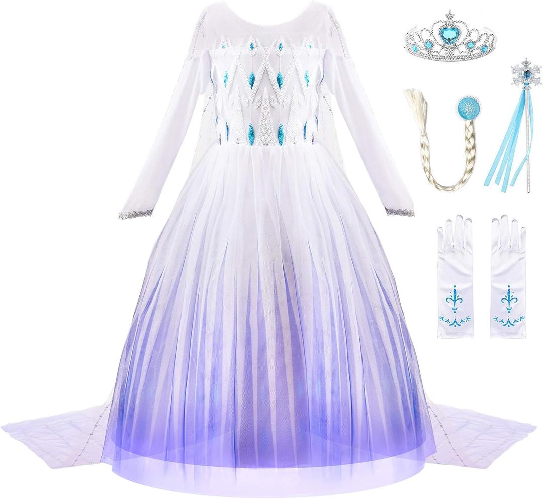 JerrisApparel Girl Princess Costume Snow Party Dress Halloween Cosplay Dress up 120