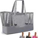 Large Mesh Beach Tote Bag - 50L Pool Bags with 2 Inner Zipper Waterproof Pockets for Swim Toys Towels Travel, Gr