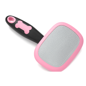 Glendan Dog Brush & Cat Brush- Slicker Pet Grooming Brush- Shedding Grooming Tools(Pink) (Large)
