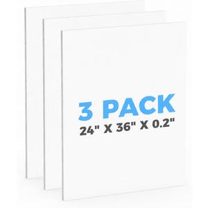 3 Pack White Foam Board, 24" x 36" Foam Core Board, 0.2" Thick Double-Sided Poster Board for School Projects, Presentations, Painting, Signs, Crafts and Displays