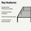 Amazon Basics Metal Bed Frame, Non-Foldable Platform with Under-Bed Storage Space, Durable Steel, Protective Floor Pads, Easy Assembly, Queen, 14 Inch ( Non - Foldable)