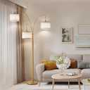 Dimmable Floor Lamp with Remote, Beige Shade Gold Pole
2400LM Super Bright, Independently Controlled 9W LED Energy-Saving Light Bulb, 80" Tall Lamps for Living Room