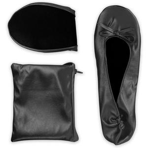 Stylish Foldable Ballet Flats for Women Portable Roll Up Travel Shoes for Wedding Bridesmaid Includes Carrying Pouch (XX-Large, Black)
