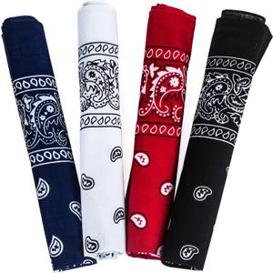 Bandanas for Men & Women, Paisley Bandanas, Bandanas for Face Mask, 4 Pack, 100% Cotton Bandanna by Tigerdoe