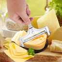2 x Cheese Slicer Kit, Adjustable Thickness Iron Handheld Cheese Slicer with 4 Extra Wires & Wrench Food Shaver Cutter for Butter Cheddar Mozzarella (Frosted Silver) (Matte color)