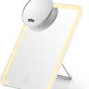 OMIRO Lighted Makeup Mirror with 10X Magnifying Mirror, 8 x 5 inches Desk Mirror with Adjustable Stand and 3 Lighting Modes for Shaving and Travelling, White