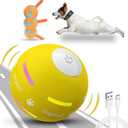 Dog Balls,The 3rd Generation Interactive Toys for Puppy/Small/Medium/Large Dogs,Improved Dog Rolling Effect Tennis Ball with Strap, Tough Motion Activated Automatic Moving Dog Toys (Yellow)