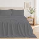 THREAD SPREAD Egyptian Cotton Sheets Full Size Everyday Bedding 100% Cotton Full Size Sheets Set (4 PC, Dark Grey), 16" Deep Pocket Sheet, Soft Sateen Weave and Durable Bedding Set - Ease Collection