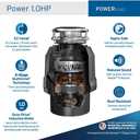 InSinkErator Power 1HP, 1 HP Garbage Disposal, Power Series EZ Connect Continuous Feed Food Waste Disposer, Black, Power Series With Ez Connect