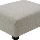 CAROLMADE Small Foot Stool Ottoman Footstool with Legs Under Desk Footrest for Living Room Bedroom and Office,Linen-Beige (11"D x 15.4"W x 8.3"H)