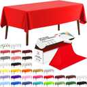 CXPSINC 54 Inch X 100 Feet Plastic Table Cover Roll Disposable Tablecloth with Slide Cutter for All Type/Shape Tables | Party, Banquet, Birthdays, Weddings(Red, 100 Feet)
