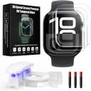 UV Tempered Glass Screen Protector for Apple Watch Series 11/10 42mm,Tempered Glass Curved Full Coverage Watch Screen Protector, Bubble Free S creen Protector for iWatch 11/10 42mm (3 Pack)