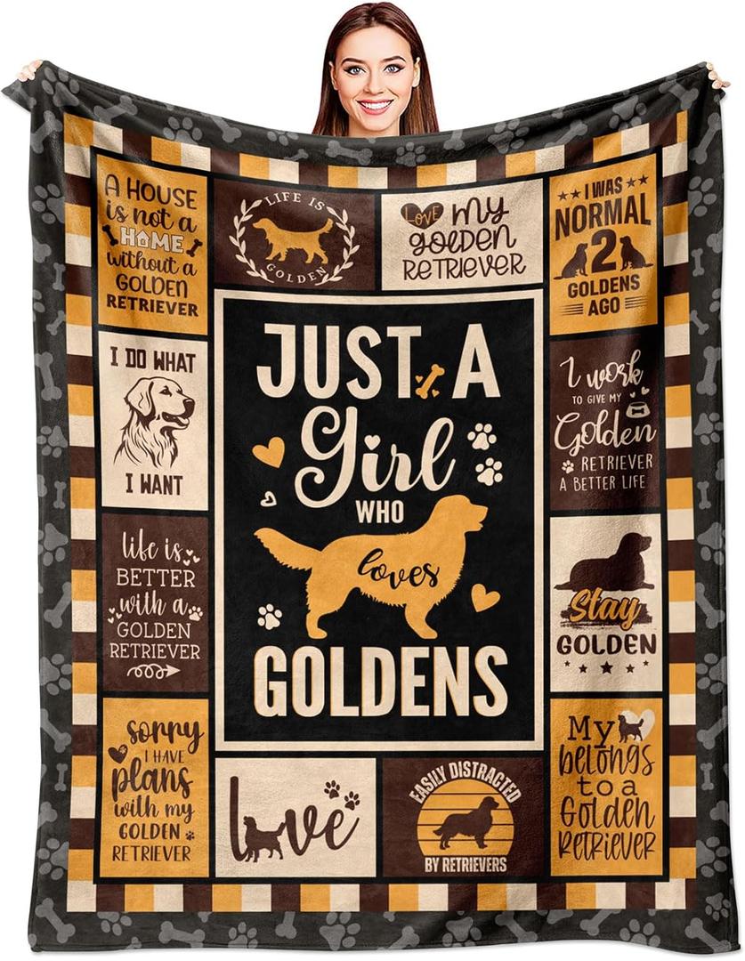 HSEFURNI Golden Retriever Gifts for Women Blanket - Best Gifts for Golden Retriever Lovers - Goldens Retrievers Decor Throw Blanket 60" x 50"
