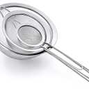 Strainer Set Fine Mesh – Premium 304 Stainless Steel (18/8) – 8″, 5.5″ and 3.3″ Sturdy Kitchen Strainers (Silver)