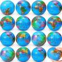 Vinsot 60 Pack Globe Squeeze Balls Bulk 2.5 Inch Mini Globe Stress Balls Earth Bouncy World Earth Relief Stress Toys for Finger Exercise School Classroom Office Party Favors(Classic,Blue)
