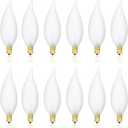 Frosted Flame Tip C32 Chandelier Light Bulbs, 40W E12 Candelabra Base, 120V Dimmable Candle Bulbs with Warm White for Chandeliers, Ceiling Fans, Outdoor, Porch, Hallway, Decorative Lighting (12 Pack)