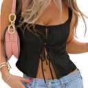 SOLY HUX Women's Bow Tie Front Tank Top Sleeveless Square Neck Y2k Crop Tops, S