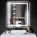 36"x28" LED Bathroom Mirror with Anti-Fog, Stepless Dimmable Lights, 3 Color Modes, Shatter-Proof Tempered Glass,Waterproof Design