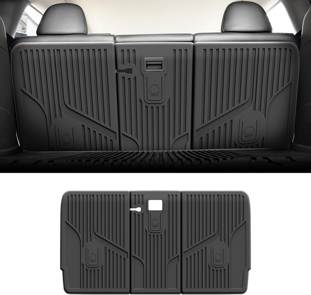 LASFIT Premium Extra Thick Rear Seat Back Covers for Tesla Model Y 2025/2024/2023/2022/2021/2020 | TPE Custom Fit Waterproof Model Y Accessories 5/7 Seater Second Row Back Seat Protector Mat Liner