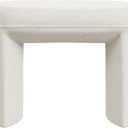 HomePop Quinn Modern Ottoman Home Dcor|Ottoman for Living Room & Bedroom - Cream White Boucle