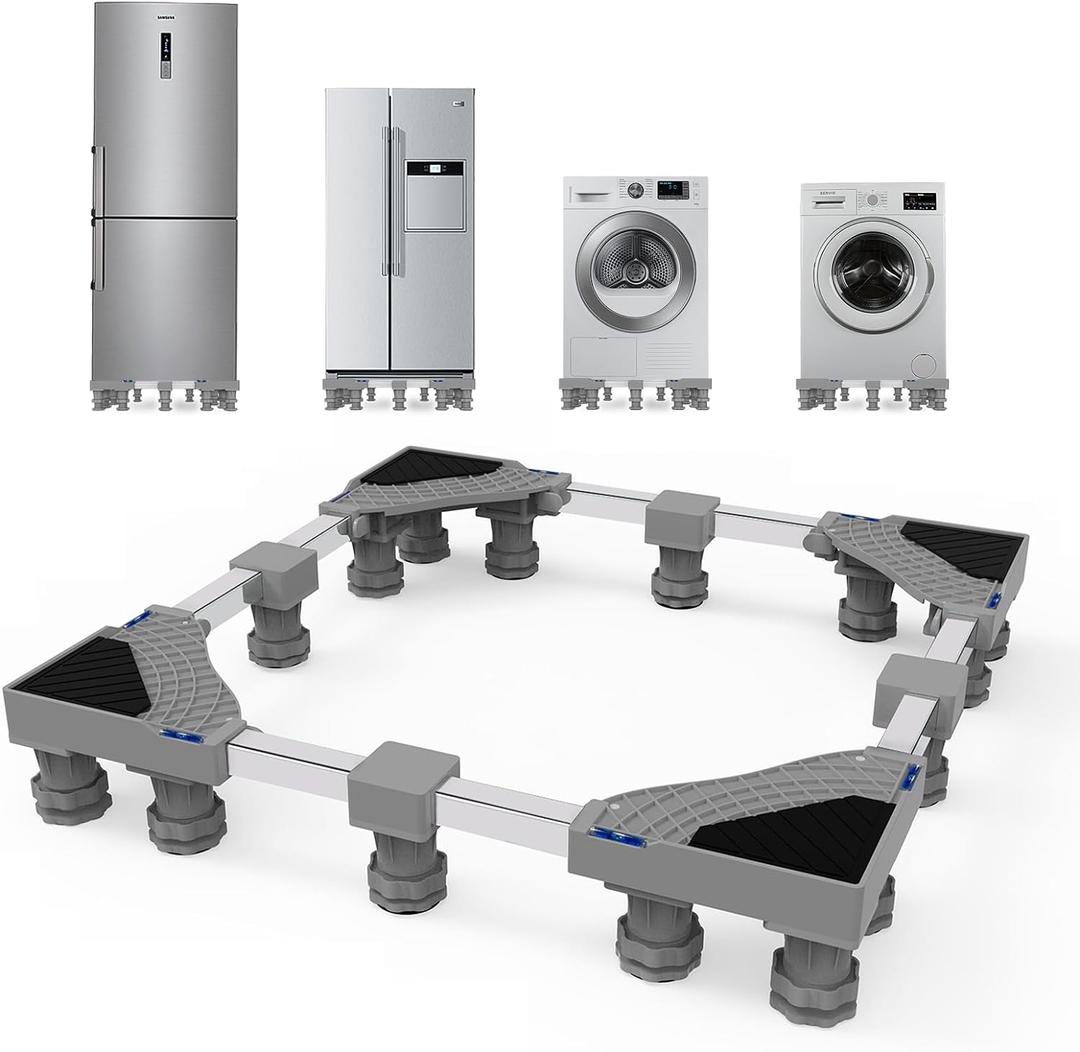 Kiss Core Mini Fridge Stand, Laundry Pedestal 29" Universal Fit Washer Pedestal, Adjustable Washer and Dryer Stand with 16 Strong Feet, Multi-Functional Washing Machine Base Stand for Washer and Dryer