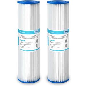 Membrane Solutions 20 Micron Whole House Sediment Water Filter Replacement Cartridge Pleated Water Filter Heavy Duty 20"x4.5", Universal Fits Most Major Brand Systems - 2 Pack