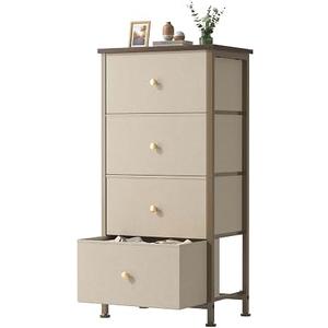 DUMOS Night Stand with 4 Drawers, Bedside Table for Bedroom white