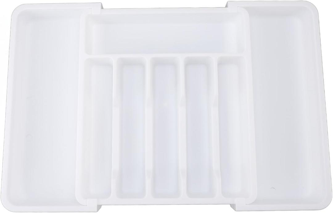 Drawer Organizer Expandable Utensil Tray for Kitchen Drawer Organizer Utensil Organizer for Silverware Flatware Cutlery(white)