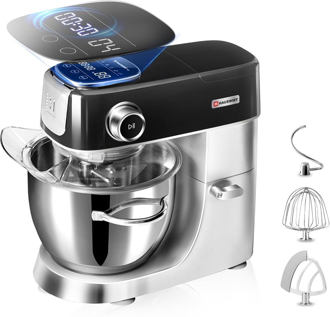 Hauswirt Stand Mixer 5.3QT XL Large, 4.5" LED Touch Screen Electric Household Stand Up Mixer, Standing Mixer 11-Speed, Dough Cake Bread Mixer Black