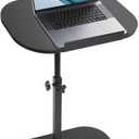 Simcat Large C-Shaped End Table Adjustable Height, Overbed Bedside Table, Adjustable Rotating Couch Tables, Standing Desk Black 50 * 33