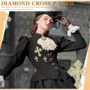 Suncalla 6 Pcs Gold Rhinestone Cross Patch Applique Crystal Cross Iron on Patches Sew on Clothing Patches for Clothes Bag Dress Jacket Repairing Mixed Size