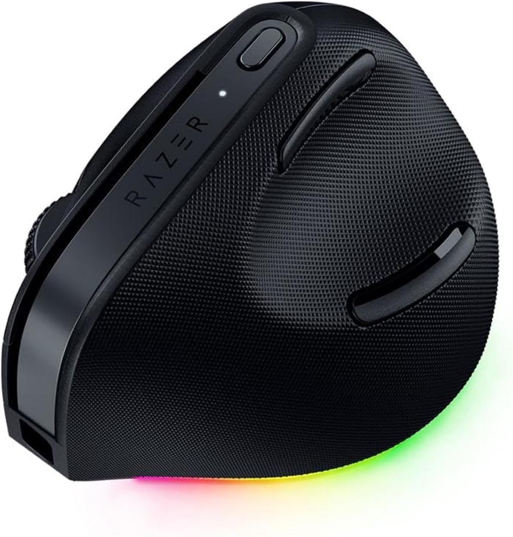 Razer Pro Click V2 Vertical Wireless Mouse: 6 Button Ergonomic Design - One Click AI Prompt - Supports Windows & Mac - Multi Device Connectivity via 2.4GHz, Bluetooth, or USB C Wired Mode - Chroma RGB