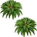40" Artificial Boston Ferns Bush Plants, Set of 2, Large Faux Ferns Hanging Decor with 53 Fronds, Fake Vines Indoor Or Outdoors Planter for Home and Office Decor