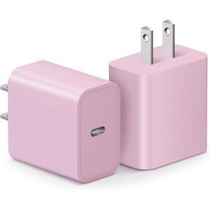 iPhone 16 Charger Block, USB C Charger Block for iPhone 16 15 14 13 12 11 Wall Charger Fast Charging 20W Power Adapter Cube for iPhone, iPad, Google, Samsung and More - Pink