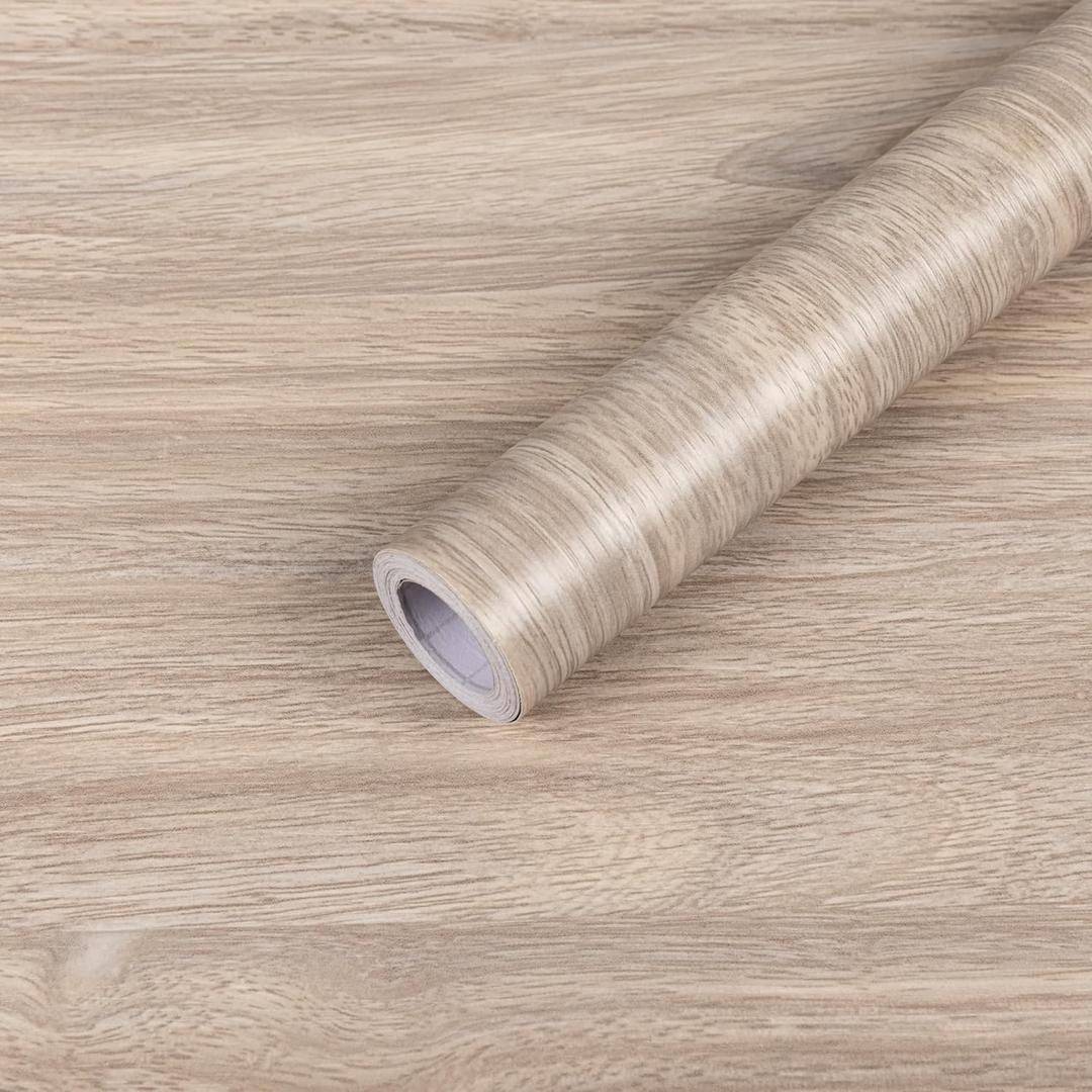 Anmon Wood Grain Wallpaper Peel and Stick Wall Paper, Counter Contact Paper Self Adhesive Removable Home, Decoration Wear-Resistant Wallpaper for Bedroom Vinyl (15.7" x 472", Brown-1)