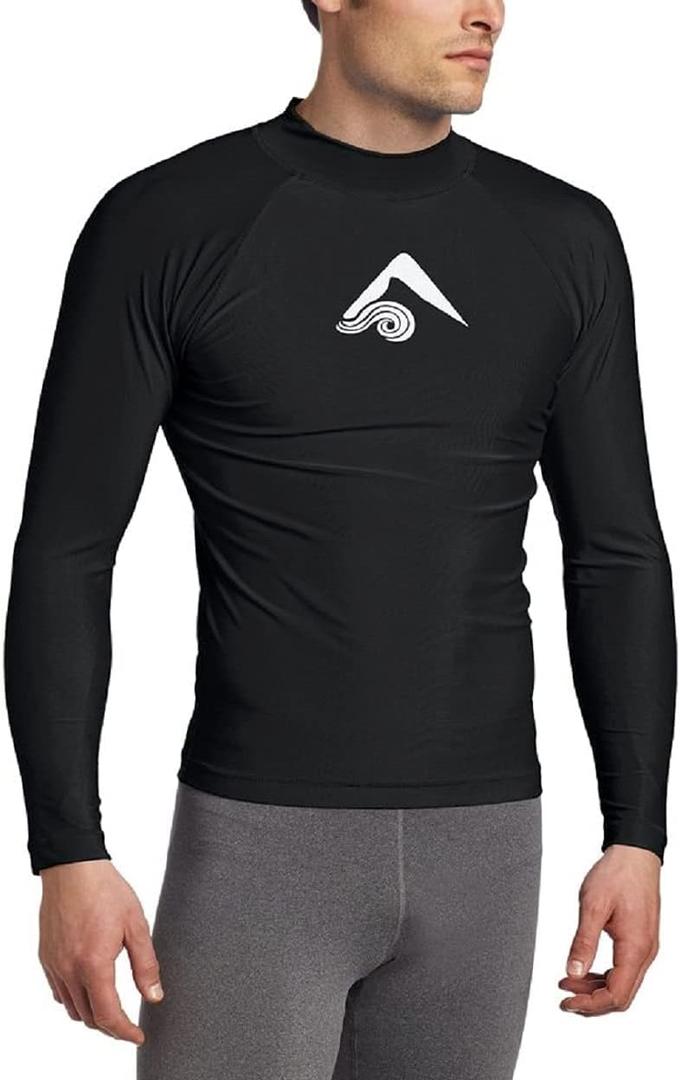 Kanu Surf Platinum Rashguard UPF 50+ Sun Protection Long Sleeve Swim Shirts for Men-Premium Rash Guard for Men (X-Large, Black)