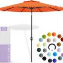 Midtown Umbrellas 10-Year-No-Fade - 9 Ft - UV Proof Tangerine Polyester Fabric - Umbrella Outdoor Patio, Auto-Tilt Aluminum Frame Patio Umbrella for Garden, Pool & Deck - Black Pole
