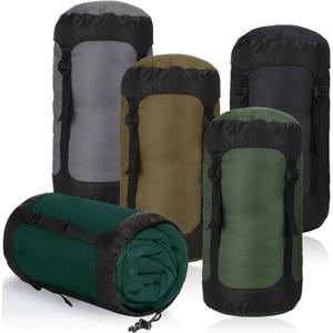 5 Pcs Compression Sacks for Backpacking 20L Camping Sleeping Bag Stuff Sacks for Backpacking Water Resistant Sleeping Bag Storage Sack for Space Saving Hiking Gear