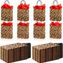 Tinlade 16 Pcs Cheetah Print Gift Bags Leopard Print Small Paper Goodies Bags with Handle Jungle Safari Party Favor for Kids Wild Life Animal Birthday Baby Shower Decorations Supplies, Without Tissue